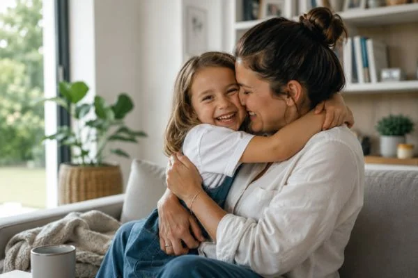 happy child with parent after parenting plans Barnsley